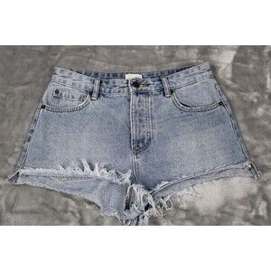 Women's Amuse Society Button Fly Cut Off Shorts Size 4/27 Blue Stonewash Color